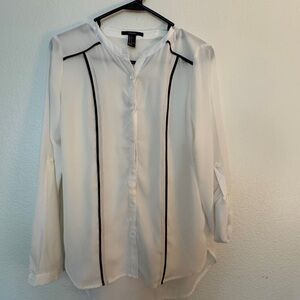 Forever 21 Cream Blouse with Black Label